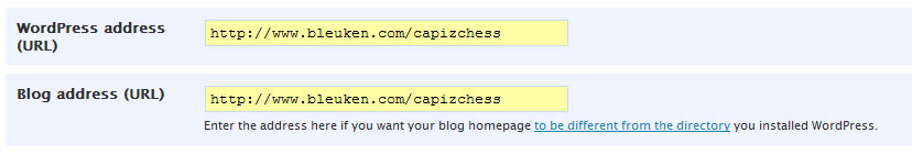 Wordpress Adress URL