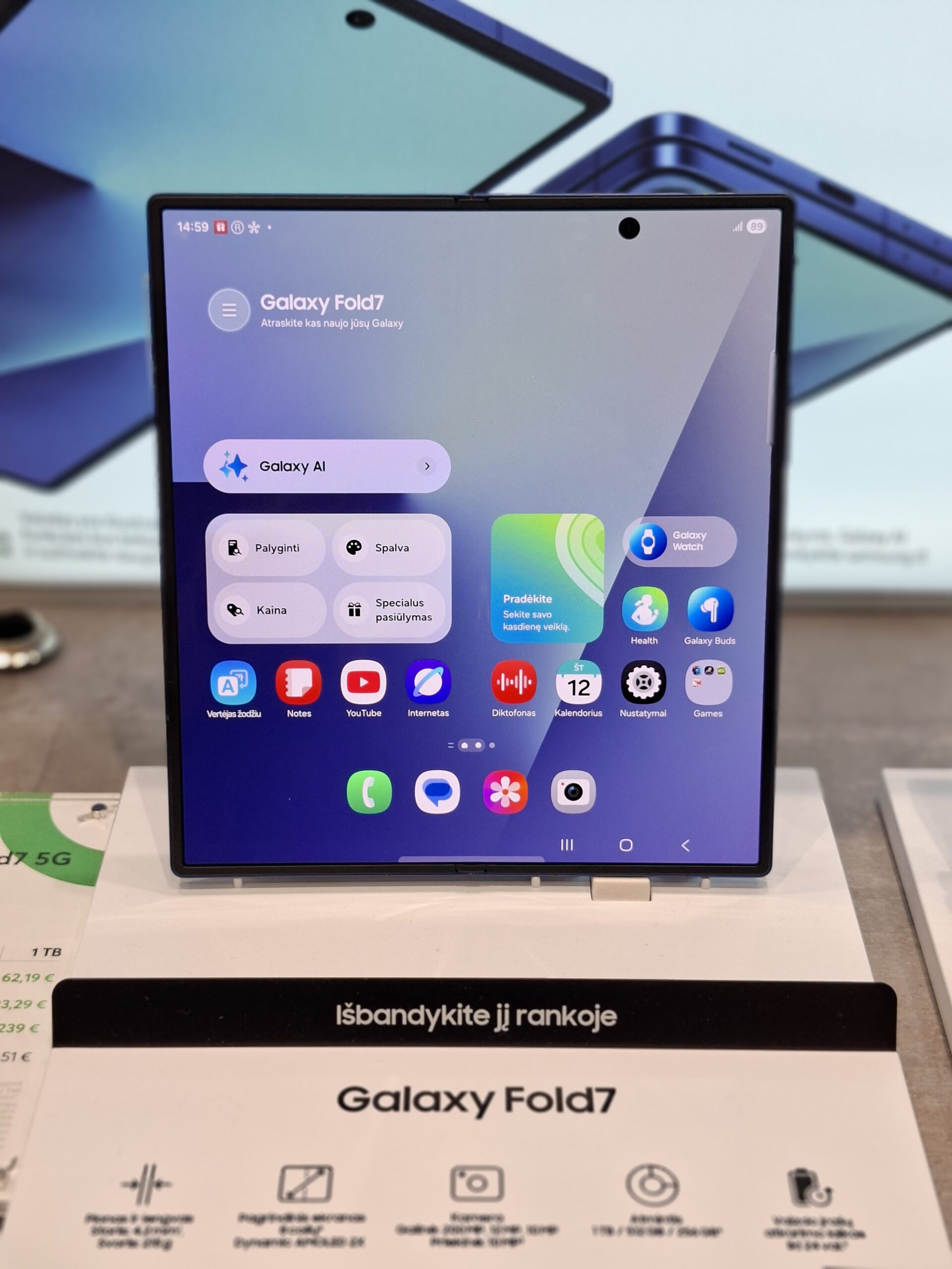 Samsung Galaxy Z Fold 7 fully unfolded showing the 8-inch main display