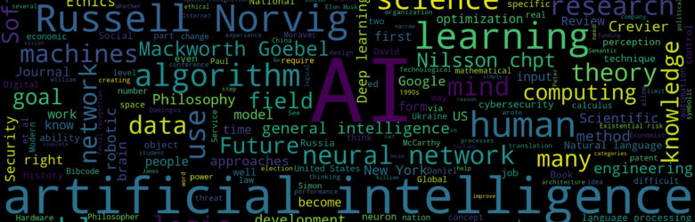 Abstract word cloud of artificial intelligence terms and concepts