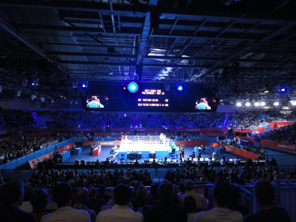 Boxing ring at a championship fight event