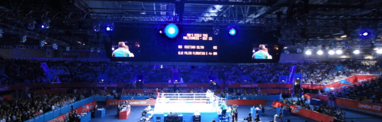 Boxing ring at a championship fight event