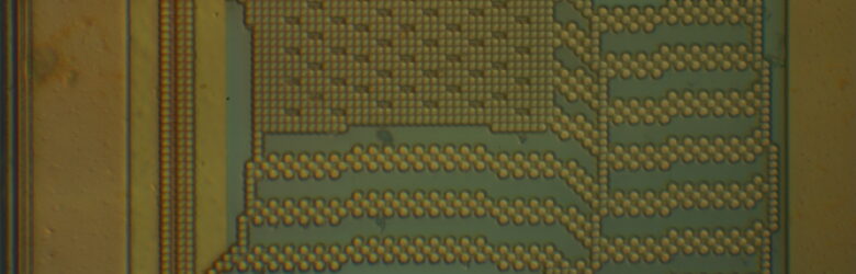 Close-up of a modern processor chip on a circuit board