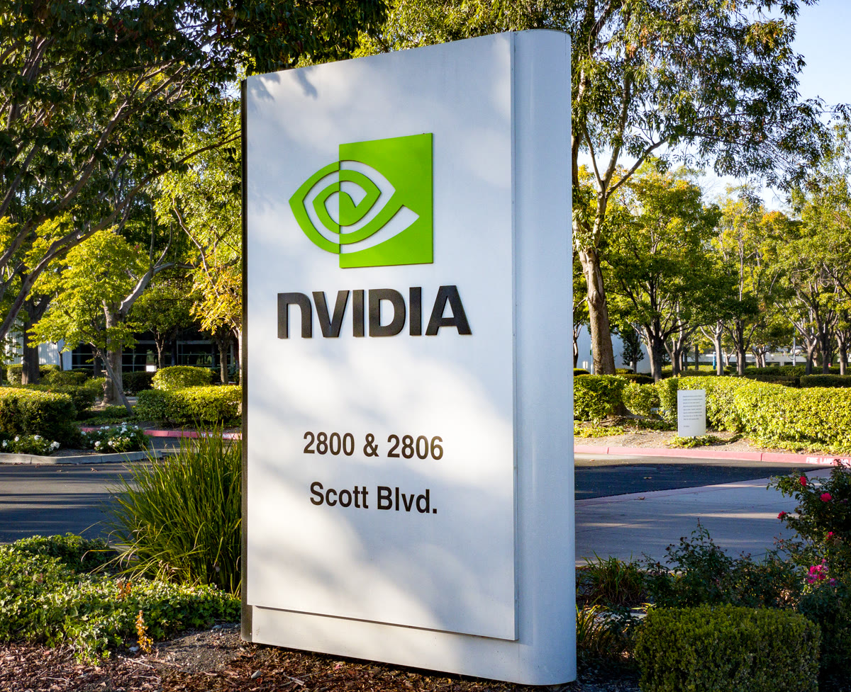 Nvidia sign outside headquarters in Santa Clara, California