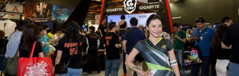 Gigabyte Technology booth at Computex Taipei technology trade show