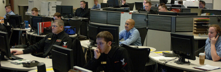 U.S. Navy Cyber Defense Operations Command monitoring screen showing cybersecurity operations