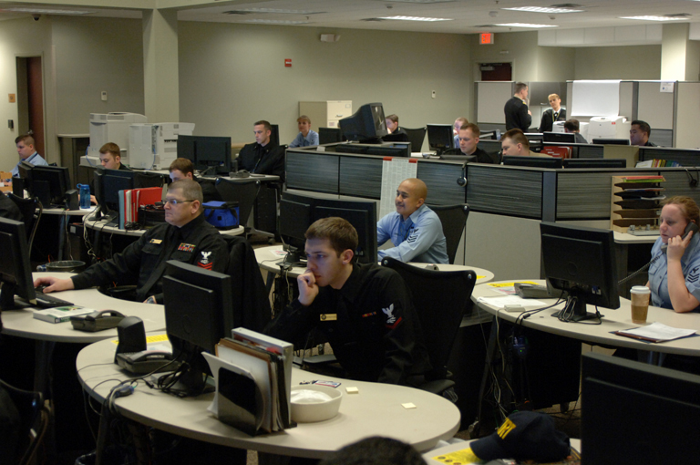 U.S. Navy Cyber Defense Operations Command monitoring screen showing cybersecurity operations