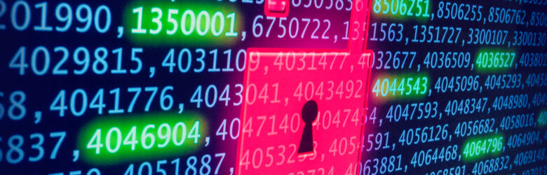 Digital data breach and cybersecurity concept illustration showing exposed data