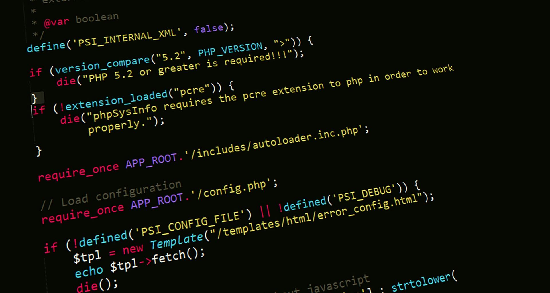 Computer science programming code on a monitor screen representing database and search concepts