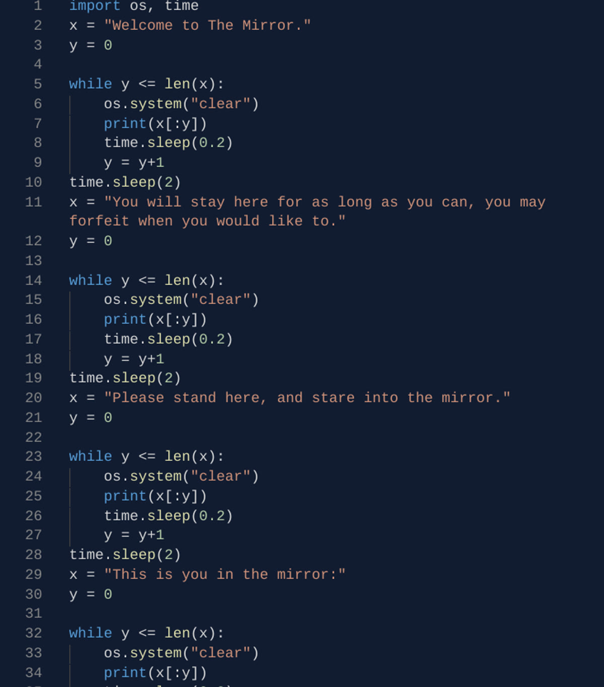 Python code on a screen
