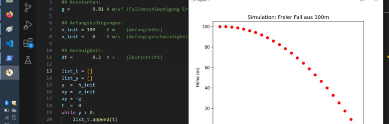 Python programming code on screen with matplotlib visualization