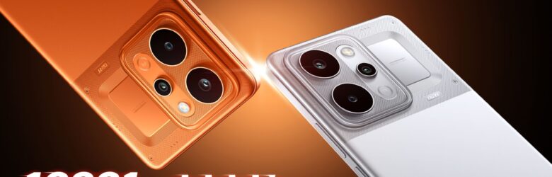 realme P4 Power 5G in Flash Orange showing its 6.8-inch curved AMOLED display