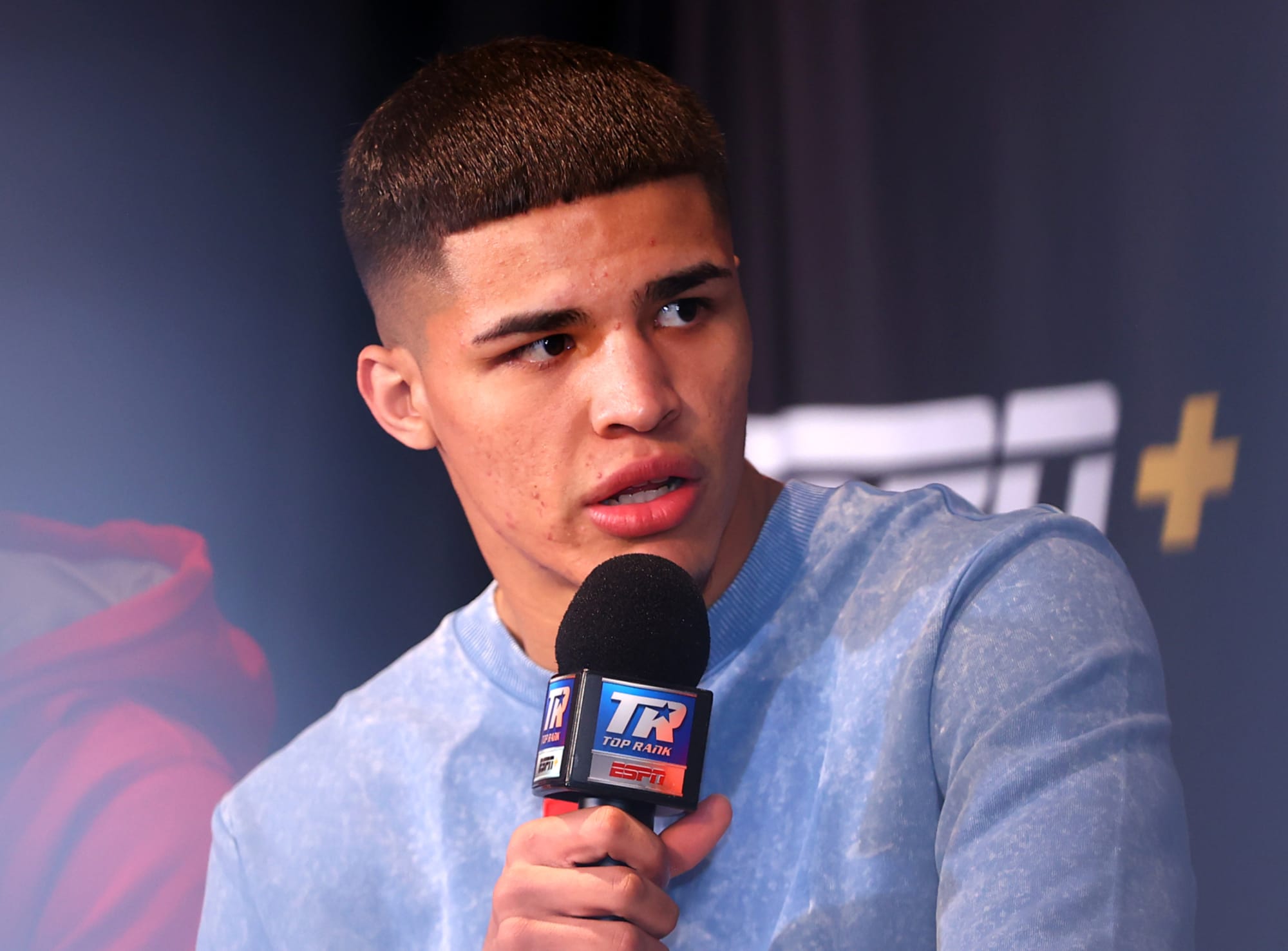 Xander Zayas poses before his WBA/WBO junior middleweight title defense