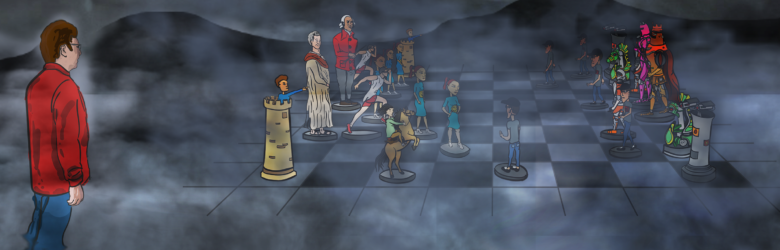 Chess pieces symbolizing the battle between human critical thinking and artificial intelligence