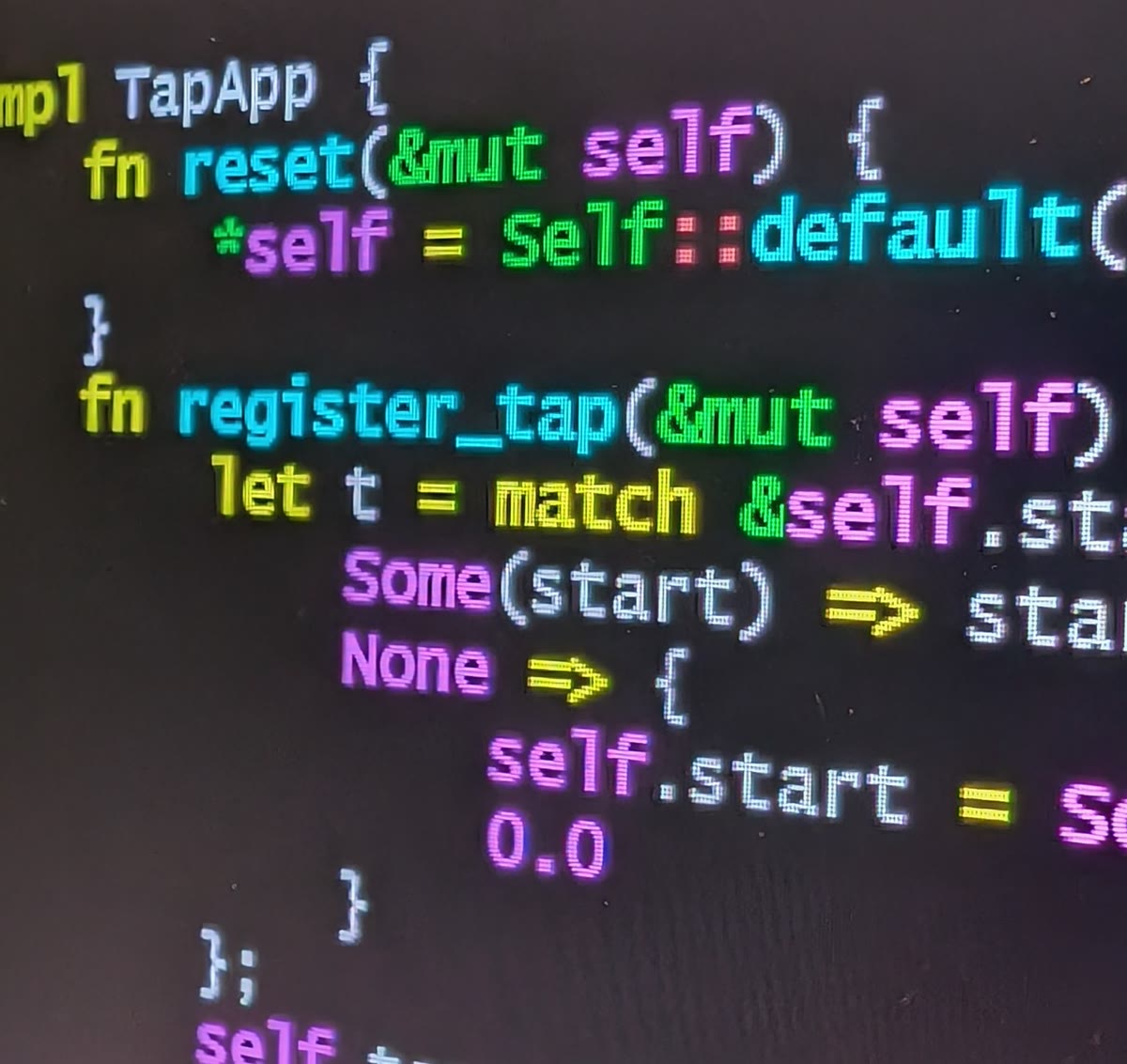 Rust programming code displayed on a computer monitor