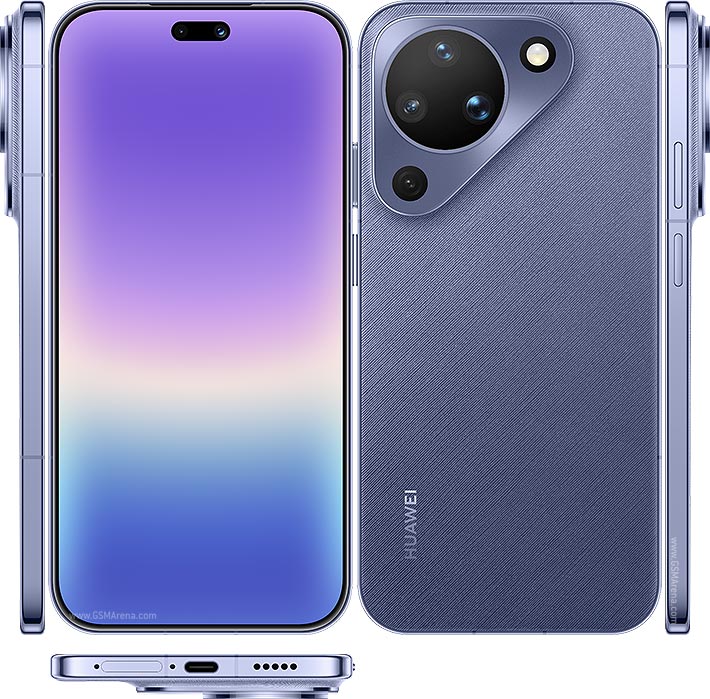 Huawei Pura 90 in Black - official press render showing the front display and rear camera