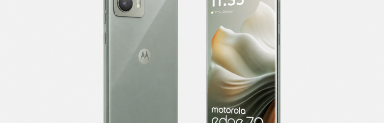 Motorola Edge 70 Max smartphone showing large edge-to-edge display and rear camera module