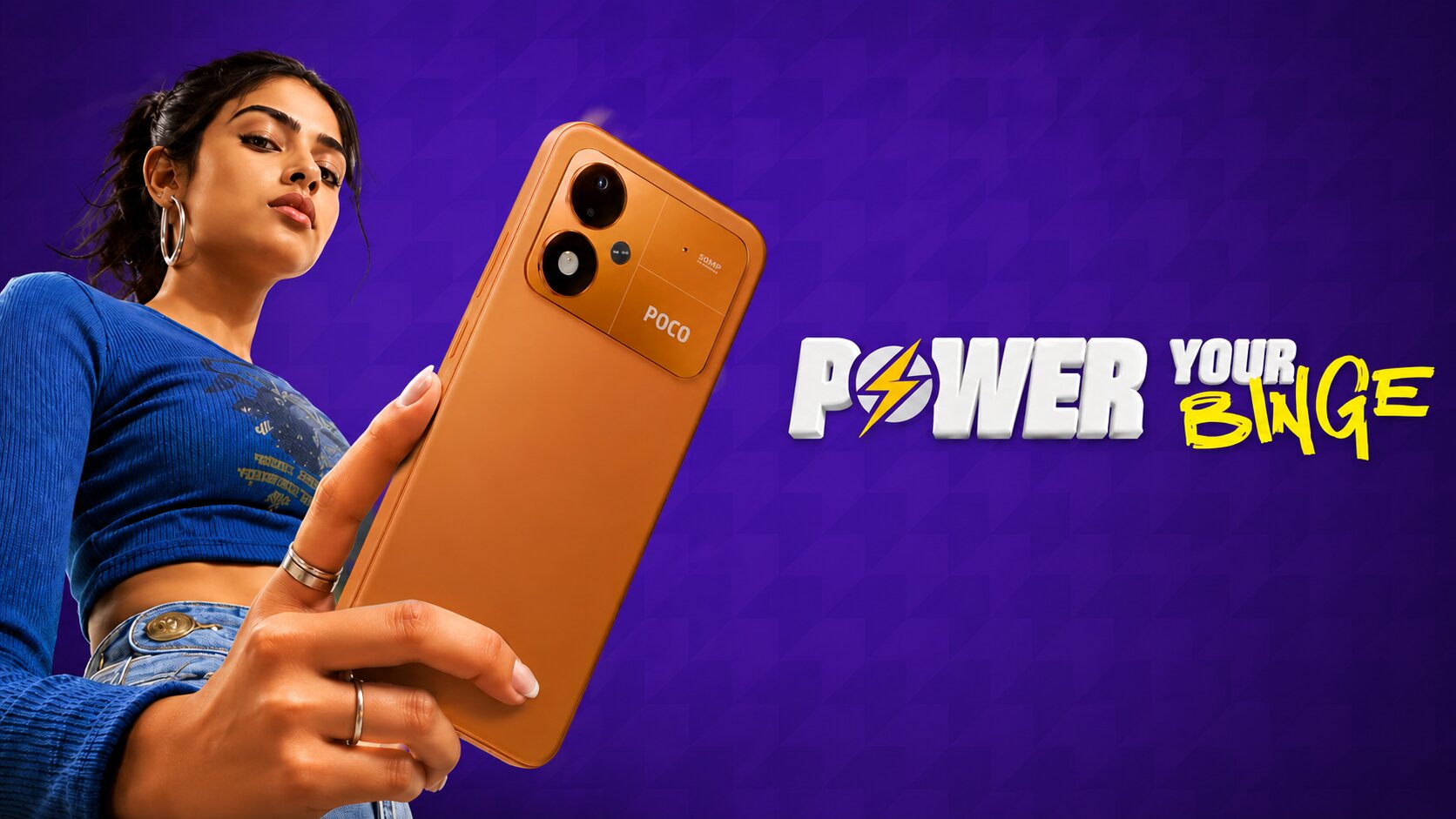 POCO M8 Power smartphone in orange color