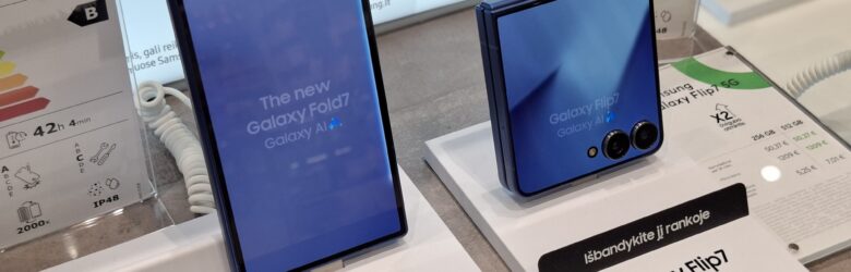 Samsung Galaxy Z Fold 7 and Z Flip 7 foldable phones on display