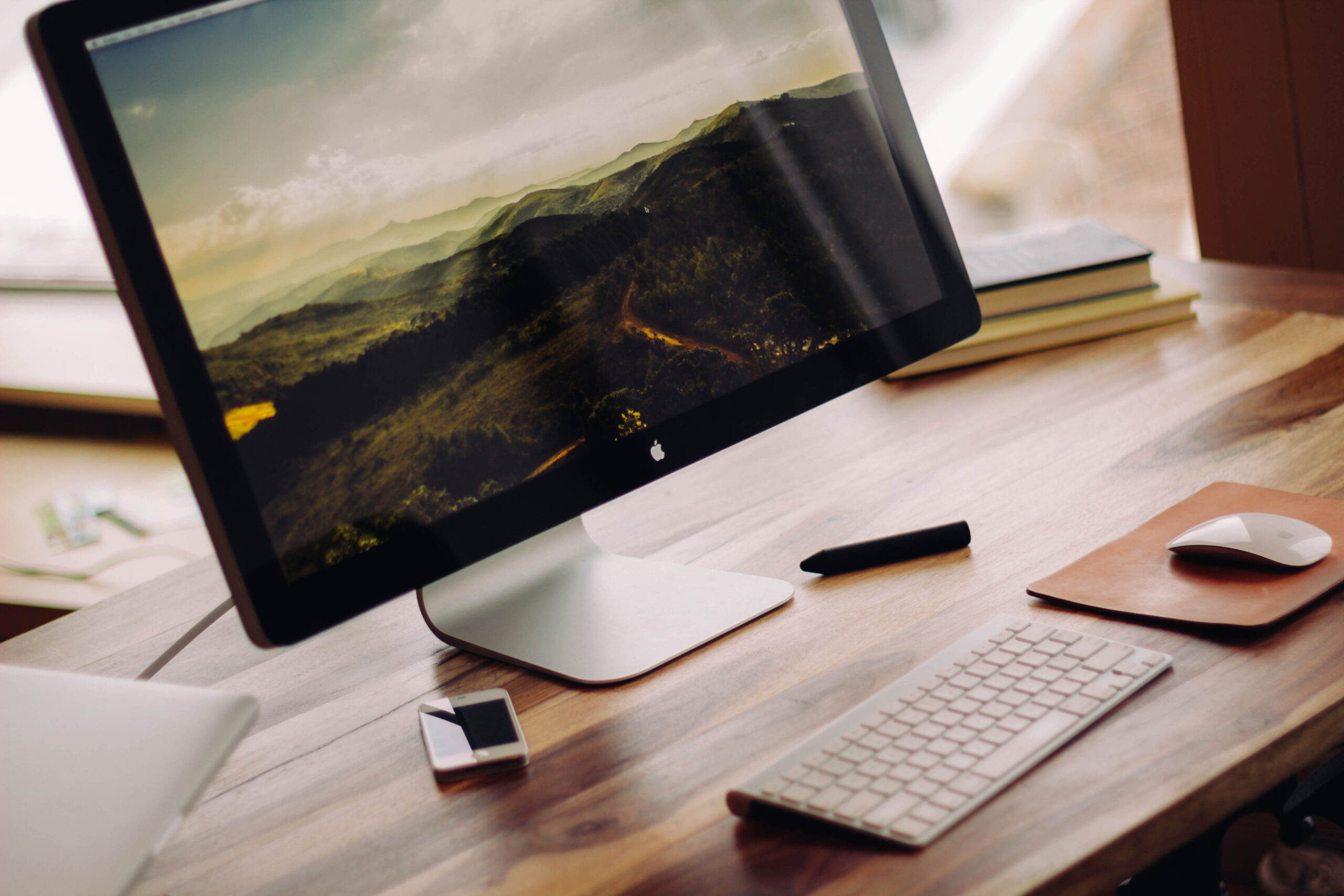 A modern workspace desk setup representing content creation and writing