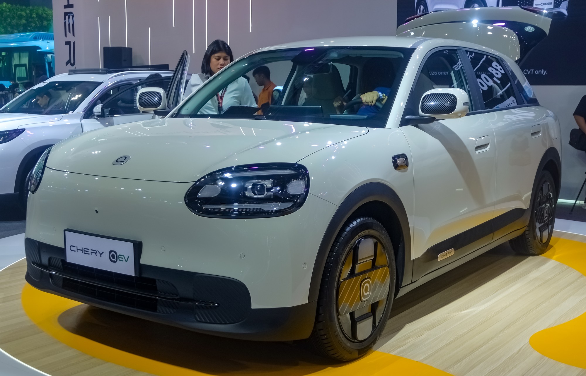 Chery QEV electric hatchback displayed at the 2026 Philippine International Motor Show