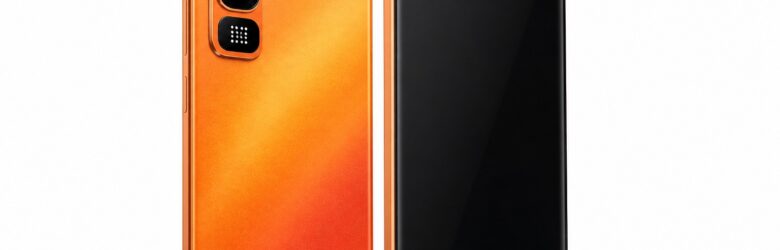 Infinix Hot 70 Pro 5G in Thermo Orange finish with rear LED display