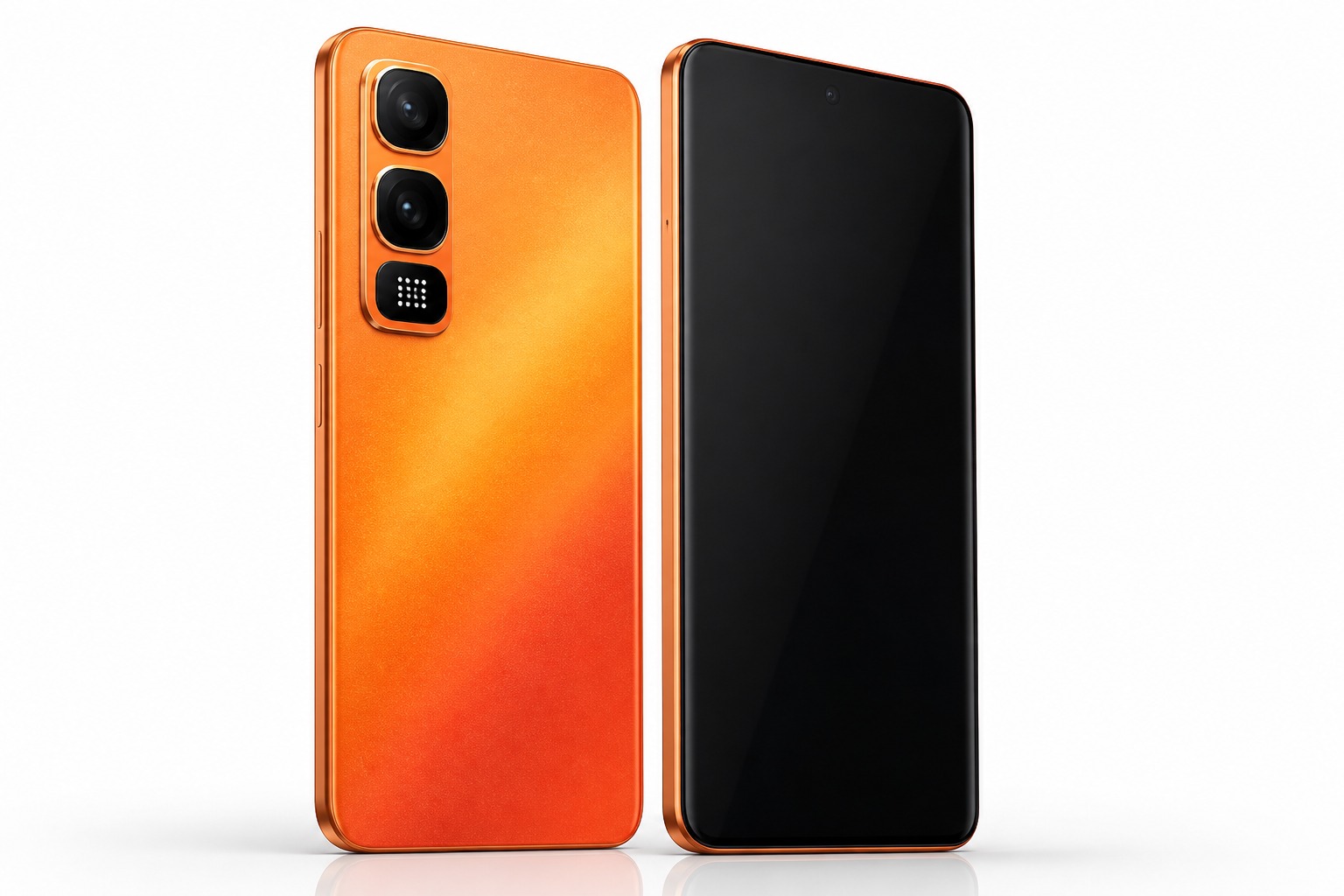 Infinix Hot 70 Pro 5G in Thermo Orange finish with rear LED display