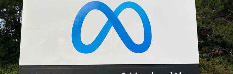 Entrance sign at Meta headquarters in Menlo Park, California