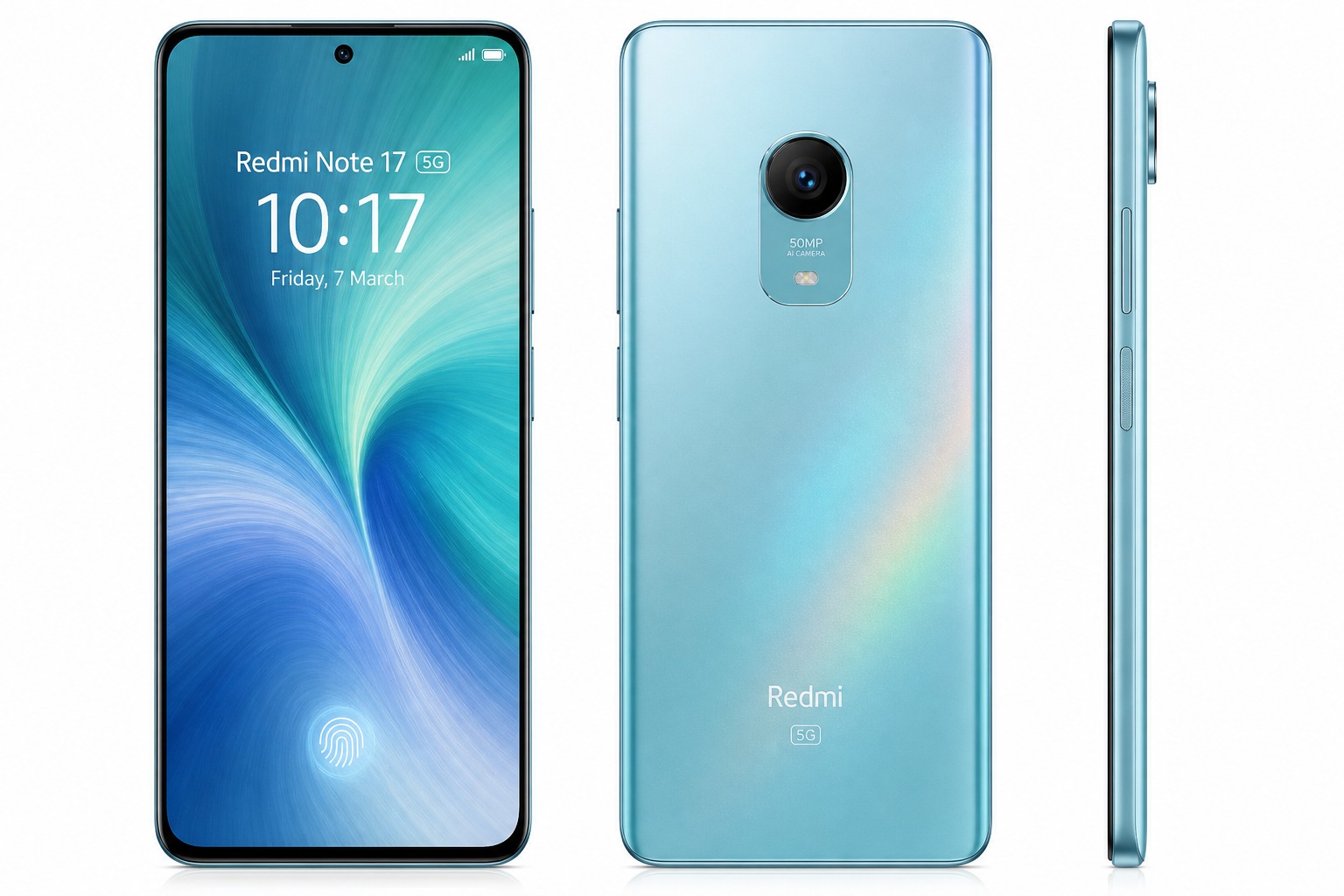 Redmi Note 17 5G in Sky Teal