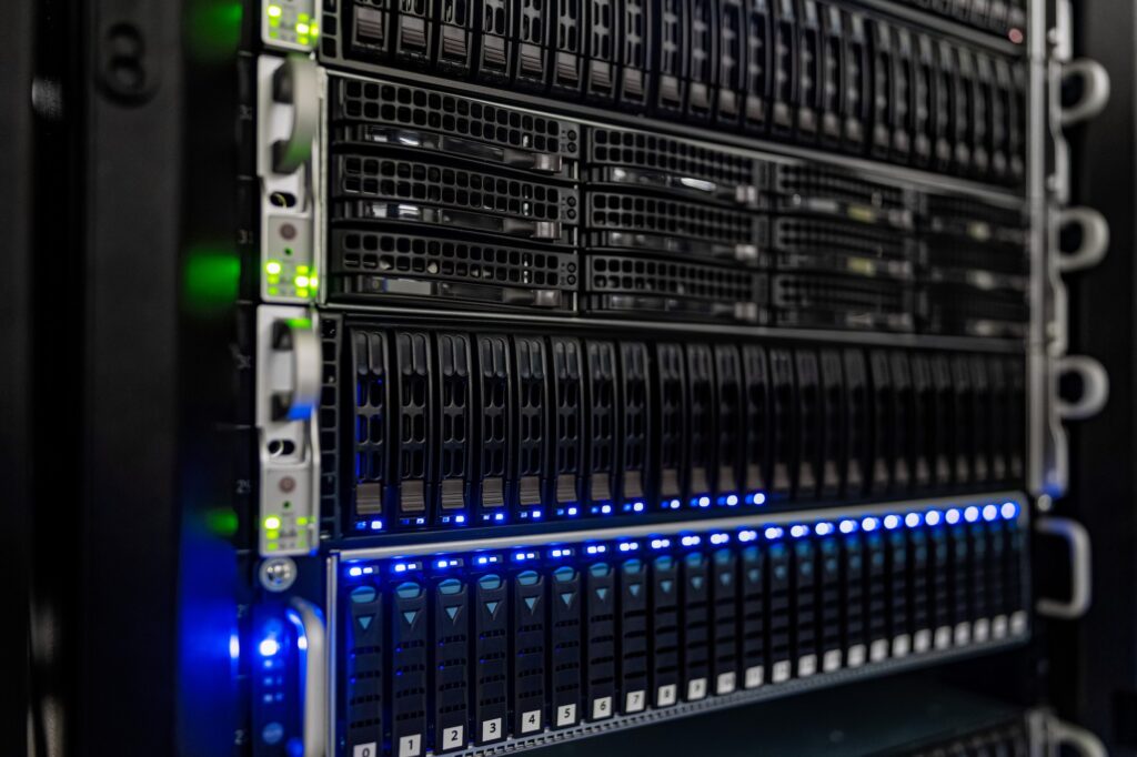Server racks at the NOIRLab HQ computer server room in Tucson, Arizona