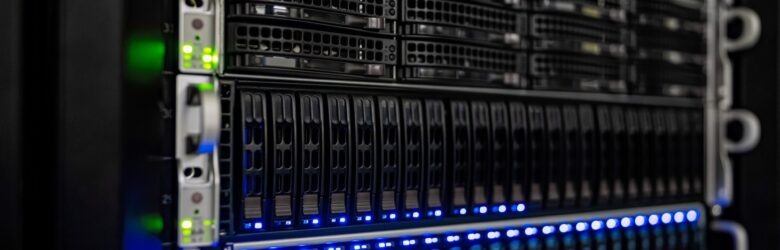 Server racks at the NOIRLab HQ computer server room in Tucson, Arizona