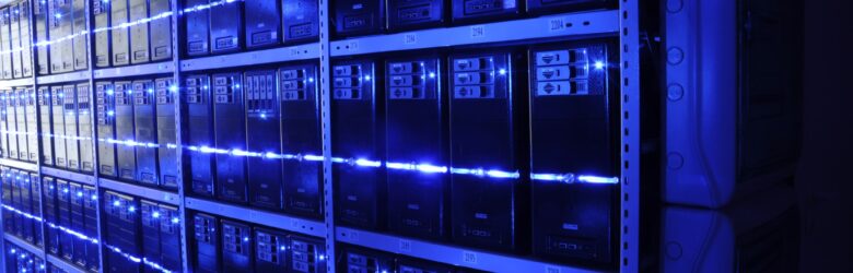 Server racks inside a data center, representing AI compute infrastructure financed under Nvidia 500 billion plan