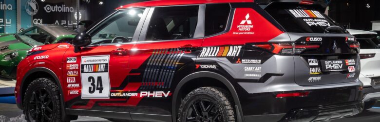 Mitsubishi Outlander GT PHEV plug-in hybrid SUV at an auto show