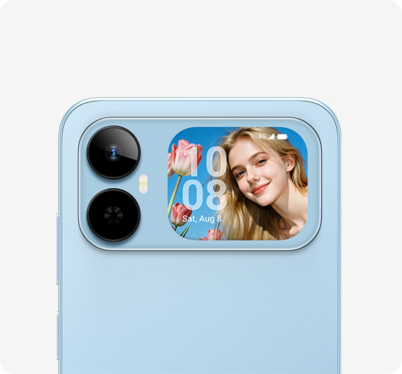 Close-up of the HONOR Play20A rear camera module with the 13MP lens, LED flash, and the lit 2-inch Smart Rear Display