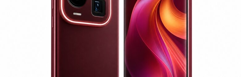 Redmi K100 Pro Max smartphone in Cabernet Red with triple camera and periscope lens