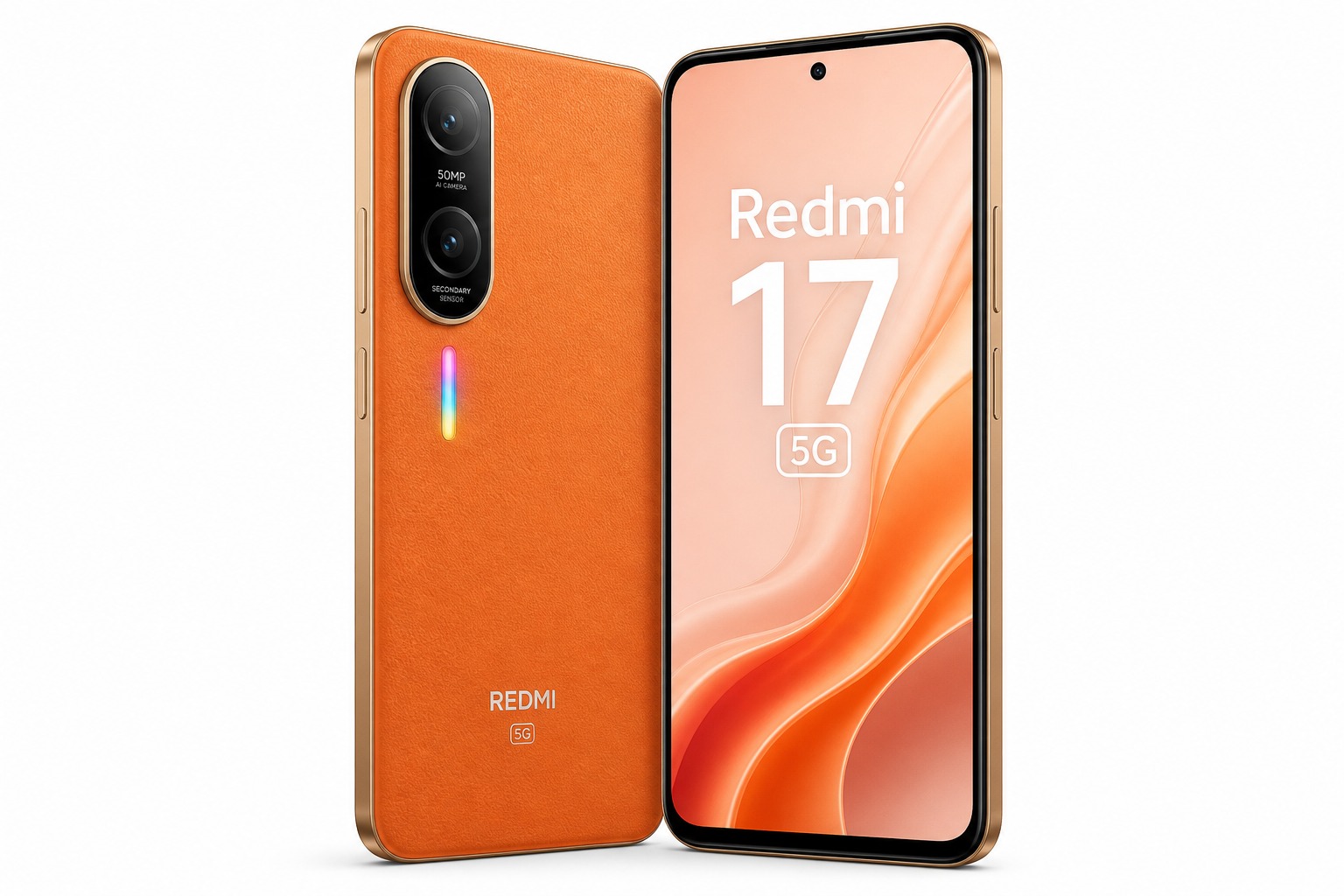 Redmi 17 5G in Vivid Orange with Dynamic RGB Light