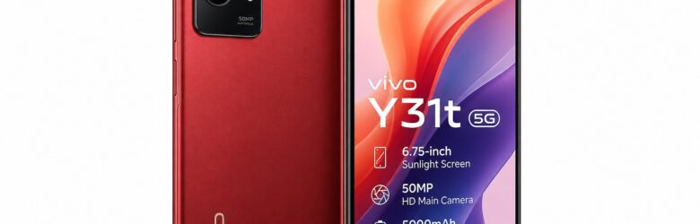 vivo Y31t smartphone in Crimson Red with dual camera module