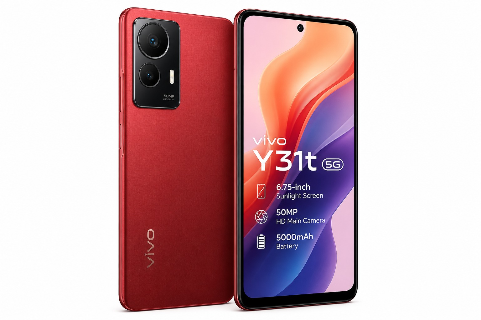 vivo Y31t in Crimson Red