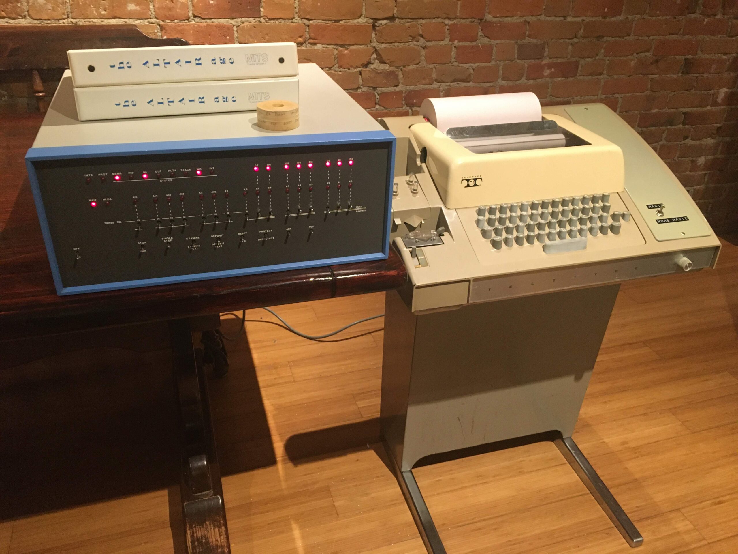 A kit-built 1975 Altair 8800 microcomputer with a Model 33 ASR Teletype terminal