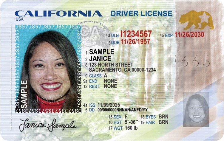 Sample driver's license card, the type of identity document exposed in the IDScan data breach