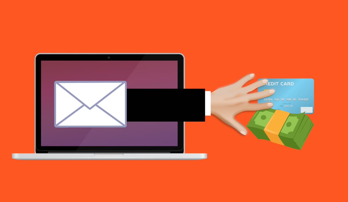 Digital illustration representing phishing and online scam fraud emails