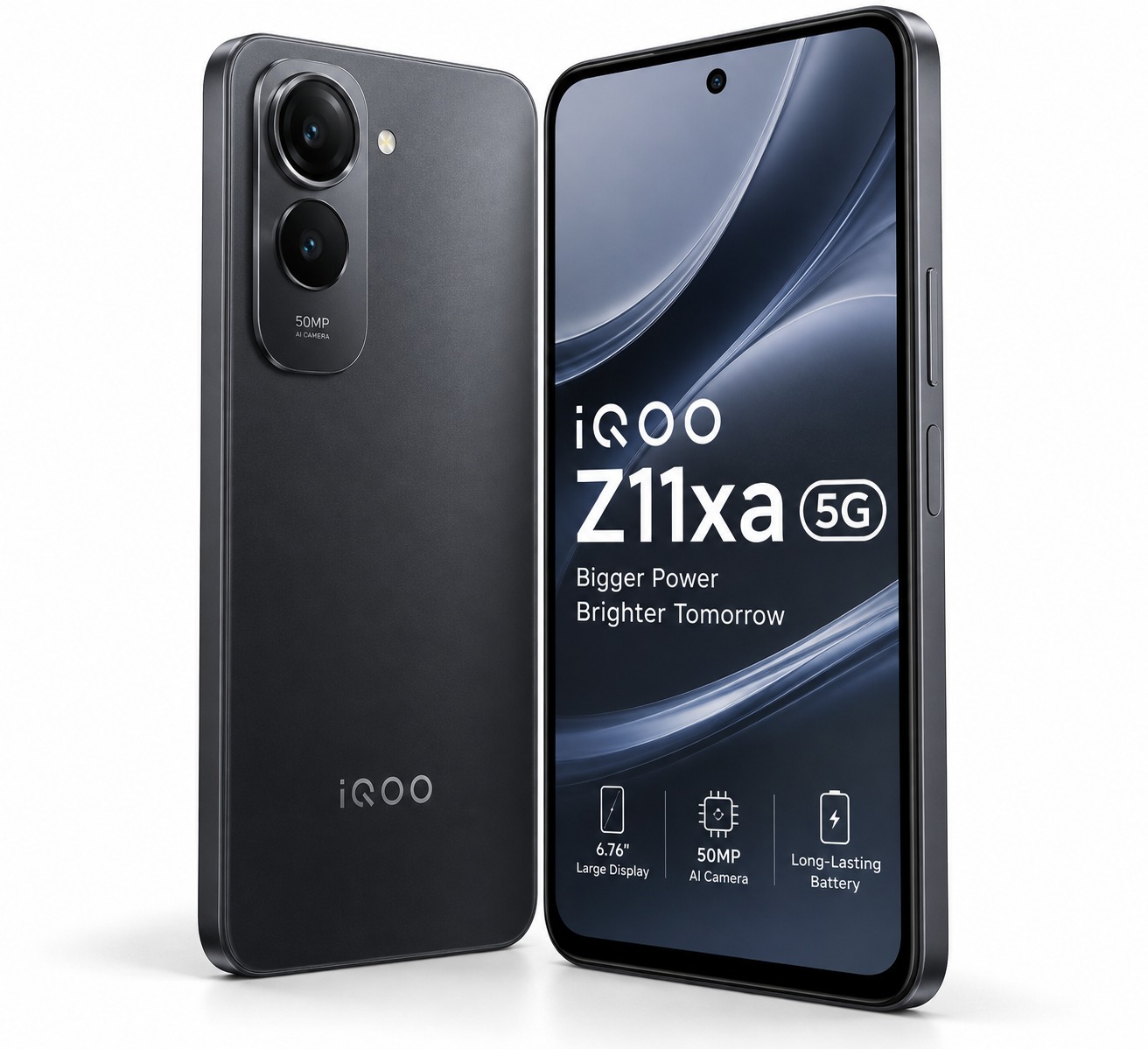 iQOO Z11xa 5G smartphone in Titan Black