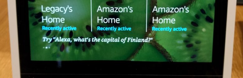Amazon Echo Show smart home display on a white surface