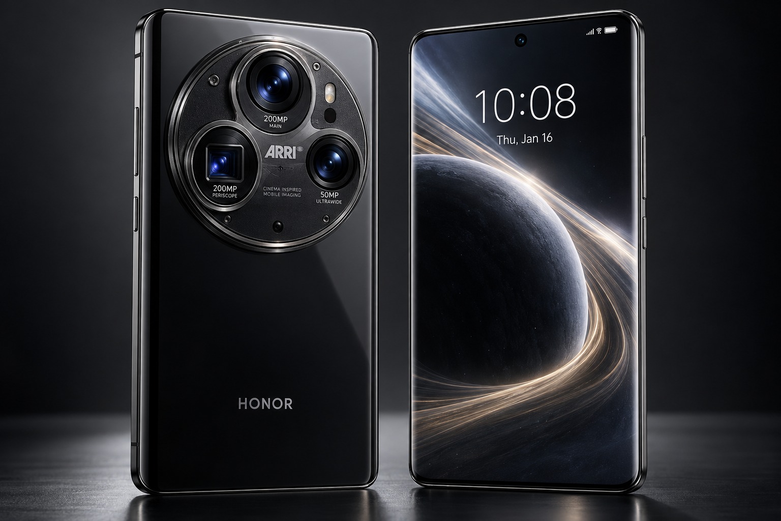 Honor Magic9 Pro Max in Shadow Black with ARRI-branded circular camera module