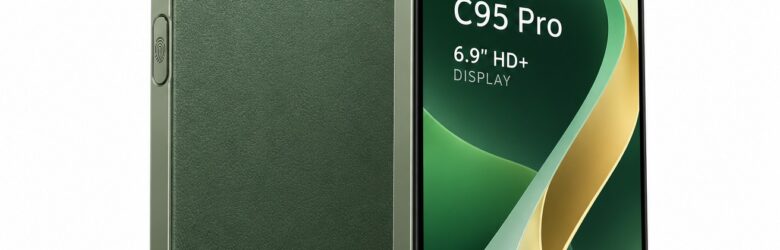 Poco C95 Pro smartphone in green eco-leather finish